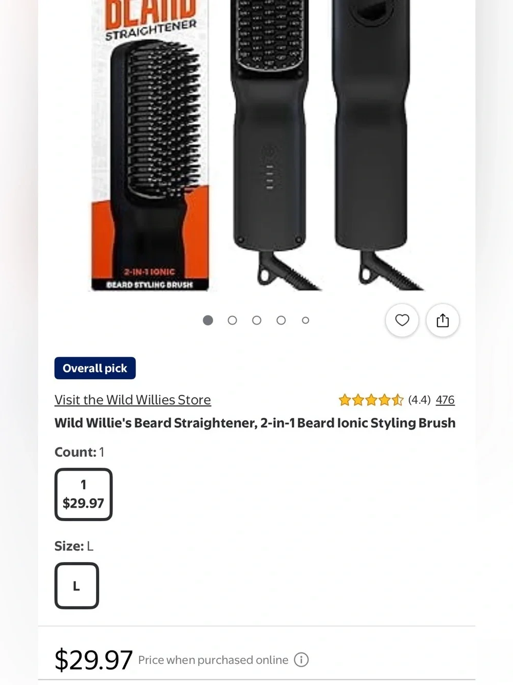 Wild Willies | Beard Straightener 2-in-1 Ionic Beard Styling Brush Easy Styling